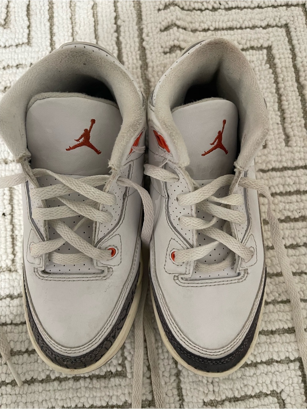 Jordan Kids White and Orange Accent Sneakers